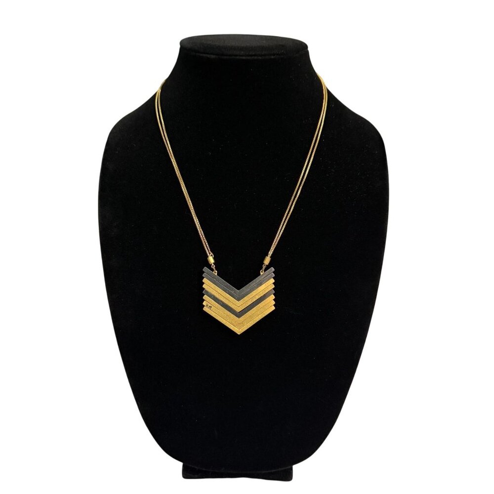Madewell Gold Pewter Chevron Arrowstack Pendant Adjustable Necklace